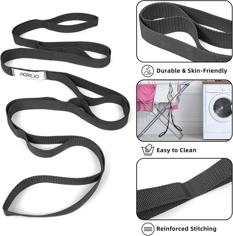 AGREJO Stretching Strap Yoga Strap Physical Therapy for Home Workout, 10 Loops Non-Elastic Stretch Band for Pilates, Flexibility, Exercise and Gymnastics - Image 2